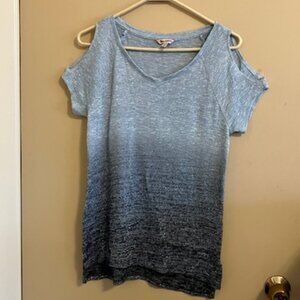 Juicy Couture Blue Ombre Metallic Cold-Shoulder Top